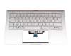 Teclado incl. topcase DE (alemán) blanco/plateado con retroiluminacion original para Asus UX434DA