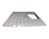 Teclado incl. topcase DE (alemán) blanco/plateado con retroiluminacion original para Asus UX434DA