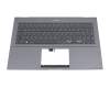 Teclado incl. topcase DE (alemán) gris/canaso con retroiluminacion original para Asus ZenBook Pro 15 UX535LI
