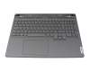 Teclado incl. topcase DE (alemán) gris/canaso con retroiluminacion original para Lenovo Legion Slim 5-16IRH8 (82YA/83D6)