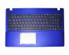 Teclado incl. topcase DE (alemán) negro/azul original para Asus F552EA