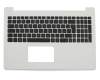 Teclado incl. topcase DE (alemán) negro/blanco original para Asus F553SA