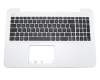Teclado incl. topcase DE (alemán) negro/blanco original para Asus F555LF
