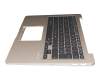 Teclado incl. topcase DE (alemán) negro/champán con retroiluminacion original para Asus VivoBook 14 A411U