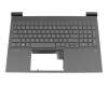 Teclado incl. topcase DE (alemán) negro/negro con retroiluminacion (tarjeta gráfica RTX) original para HP Victus 16-e0000