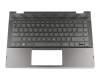 Teclado incl. topcase DE (alemán) negro/negro con retroiluminacion original para HP Pavilion x360 14-cd0700