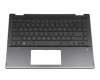 Teclado incl. topcase DE (alemán) negro/negro con retroiluminacion original para HP Pavilion x360 14-dh0100