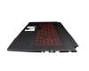 Teclado incl. topcase DE (alemán) negro/negro con retroiluminacion original para MSI GF76 Katana 11UE/11UEK (MS-17L1)