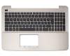 Teclado incl. topcase DE (alemán) negro/oro original para Asus F555LJ