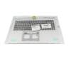 Teclado incl. topcase DE (alemán) negro/plateado (con tecla especial) original para Acer Extensa 15 (EX215-57)