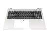 Teclado incl. topcase DE (alemán) negro/plateado con retroiluminacion original para HP EliteBook 860 G11