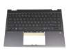 Teclado incl. topcase DE (alemán) negro/plateado/negro sin retroiluminación original para HP Pavilion x360 14-dw0000