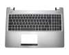 Teclado incl. topcase DE (alemán) negro/plateado original para Asus VivoBook S550CA