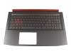 Teclado incl. topcase DE (alemán) negro/rojo/negro con retroiluminacion (Nvidia 1050) original para Acer Nitro 5 (AN515-51)