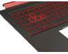 Teclado incl. topcase DE (alemán) negro/rojo/negro con retroiluminacion (Nvidia 1050) original para Acer Nitro 5 (AN515-51)