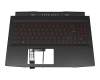 Teclado incl. topcase DE (alemán) negro/rojo/negro con retroiluminacion original para MSI GF66 Katana 11UC/11UD/11SC (MS-1582)