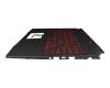 Teclado incl. topcase DE (alemán) negro/rojo/negro con retroiluminacion original para MSI GF66 Katana 11UC/11UD/11SC (MS-1582)