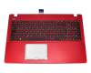 Teclado incl. topcase DE (alemán) negro/rojo original para Asus R513CL