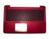 Teclado incl. topcase DE (alemán) negro/rojo original para Asus X555LP