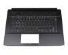 Teclado incl. topcase DE (alemán) negro/transparente/negro con retroiluminacion original para Acer Predator Triton 500 (PT515-51)