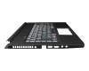 Teclado incl. topcase DE (alemán) negro/transparente/negro con retroiluminacion original para Acer Predator Triton 500 (PT515-51)