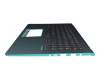 Teclado incl. topcase DE (alemán) negro/turquesa con retroiluminacion original para Asus VivoBook S15 S530UF