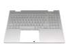 Teclado incl. topcase DE (alemán) plateado/plateado con retroiluminacion (DSC Grafik) original para HP Envy x360 15-ed0000