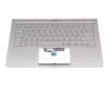 Teclado incl. topcase DE (alemán) plateado/plateado con retroiluminacion original para Asus UX433FA