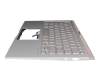 Teclado incl. topcase DE (alemán) plateado/plateado con retroiluminacion original para Asus UX433FA