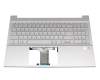 Teclado incl. topcase DE (alemán) plateado/plateado con retroiluminacion original para HP 15s-fq3000