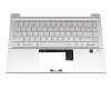 Teclado incl. topcase DE (alemán) plateado/plateado con retroiluminacion original para HP Pavilion 14-dv0000