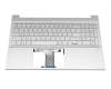 Teclado incl. topcase DE (alemán) plateado/plateado con retroiluminacion original para HP Pavilion 15-eg3000