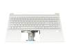 Teclado incl. topcase DE (alemán) plateado/plateado con retroiluminacion original para HP Pavilion 15-eg3000