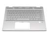 Teclado incl. topcase DE (alemán) plateado/plateado con retroiluminacion original para HP Pavilion x360 14-dh0400
