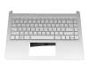 Teclado incl. topcase DE (alemán) plateado/plateado original para HP 14s-dp0000