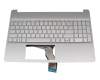 Teclado incl. topcase DE (alemán) plateado/plateado original para HP 15-f200