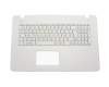 Teclado incl. topcase FR (francés) blanco/blanco original para Asus X751LD