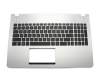 Teclado incl. topcase US (Inglés) negro/plateado con retroiluminacion original para Asus N56VJ