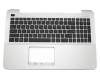 Teclado incl. topcase US (Inglés) negro/plateado original para Asus K555LJ