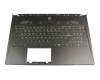 V143422FK1 teclado incl. topcase original Sunrex DE (alemán) negro/negro con retroiluminacion